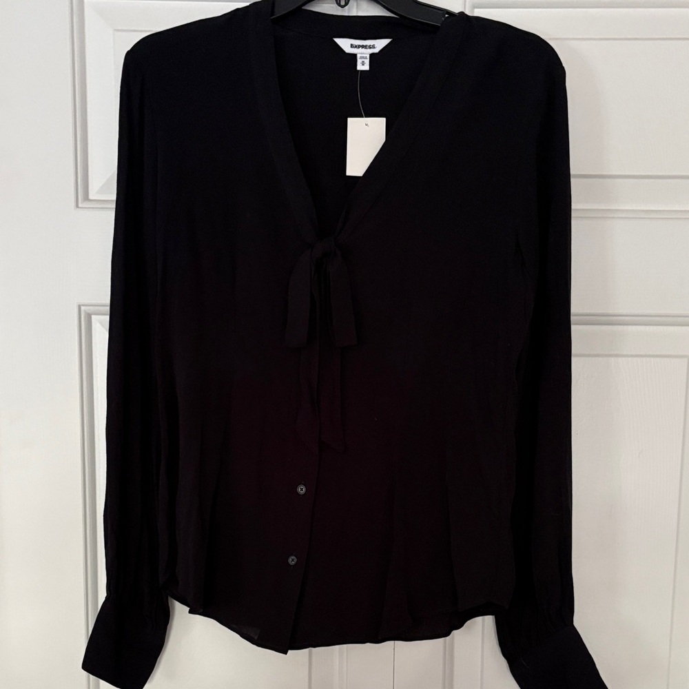 Express Black Tie-Front Blouse